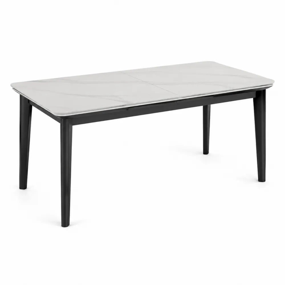 Esstisch rechteckig 160 x 90 x 76 cm Keramikplatte Marmoroptik Metallgestell Schwarz Weiß Grau